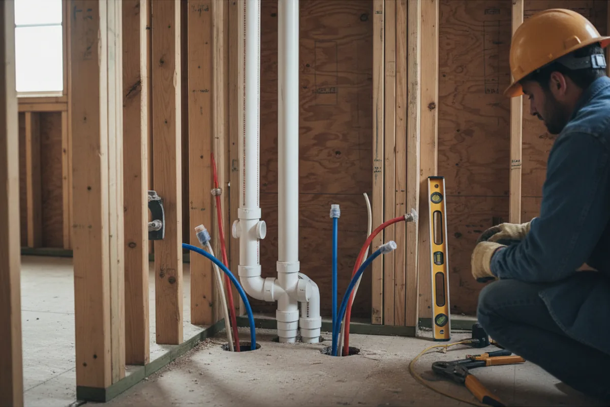 Drain and supply rough-in during Leak Detection in Rew